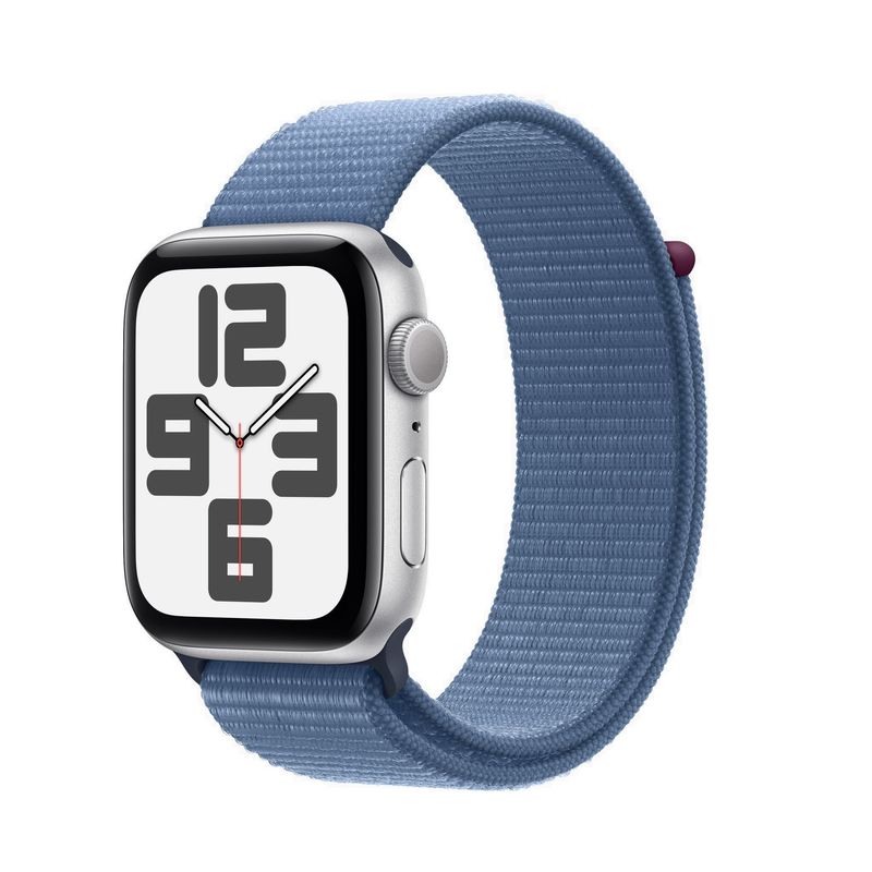 Apple-Watch-SE2-v2-GPS-44mm-Carcasa-Aluminiu-Silver-cu-Sport-Loop-Winter-Blue