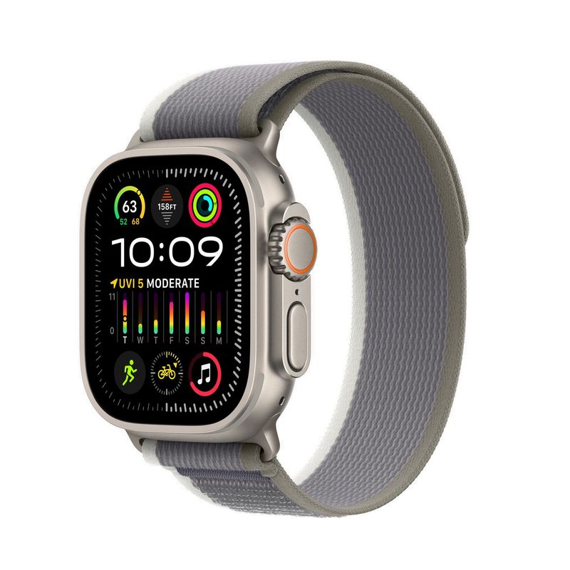 Apple-Watch-Ultra-2-GPS---Cellular-49mm-Carcasa-Titan-cu-Trail-Loop-Green-Grey-S-M