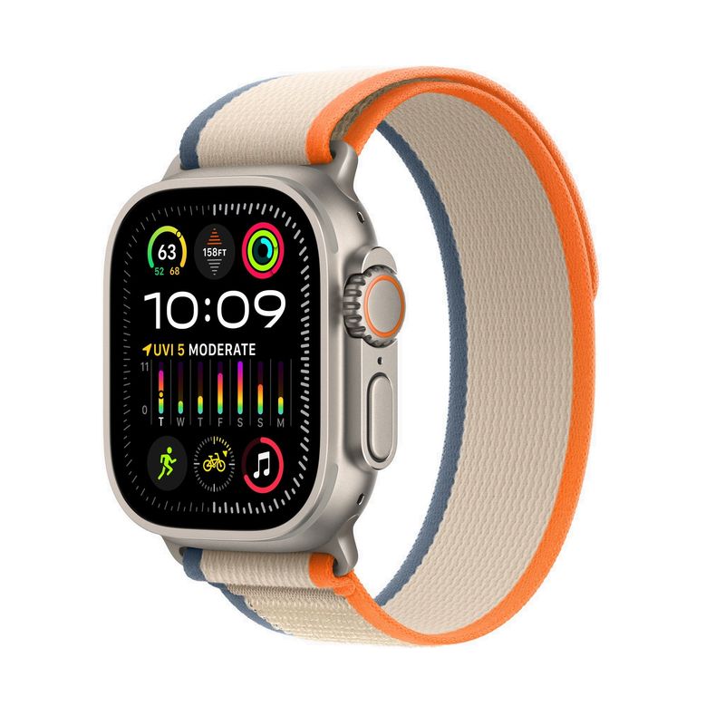 Apple-Watch-Ultra-2-GPS---Cellular-49mm-Carcasa-Titan-cu-Trail-Loop-Orange-Beige-S-M