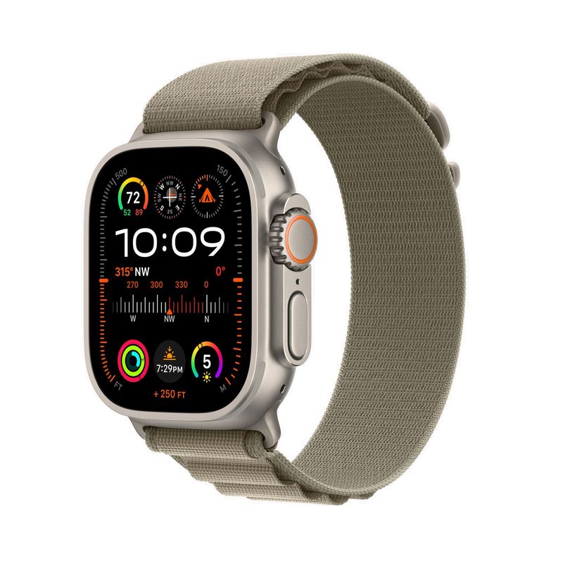 Apple-Watch-Ultra-2-GPS---Cellular-49mm-Carcasa-Titan-cu-Alpine-Loop-Olive-Medium
