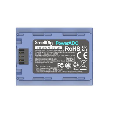 SmallRig 4265 Acumulator Replace pentru NP-FZ100 cu USB-C
