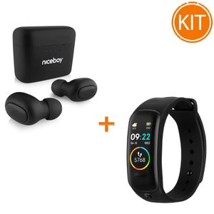 Kit Niceboy Hive Podsie 3 Casti Audio In-Ear True Wireless Negru + Bratara fitness XFIT Plus