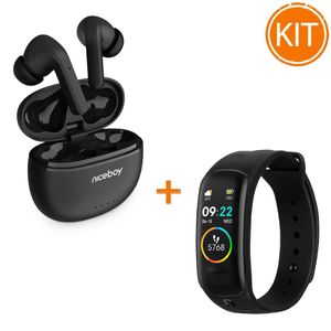 Kit Niceboy Hive Pins ANC 3 Casti Audio In-Ear True Wireless Negru + Bratara fitness XFIT Plus