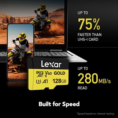 Lexar Card de Memorie microSDXC Professional UHS-II 128GB V60 Gold