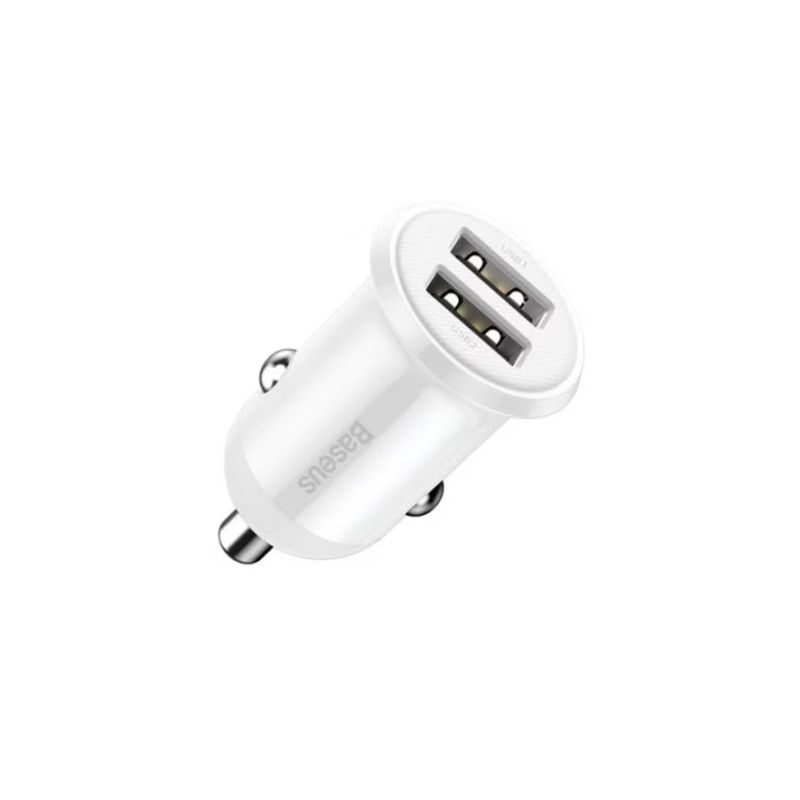 Baseus-Grain-Pro-Car-Charger-Incarcator-Auto-Dual-USB-4.8A-Alb