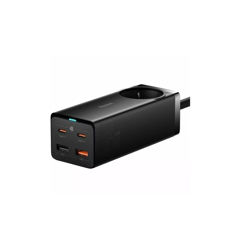 Baseus-GaN3-Pro-Desktop-Powerstrip-Incarcator-Retea-AC-2U-2C-65W-Negru-si-Cablu-USB-C-100W-1m