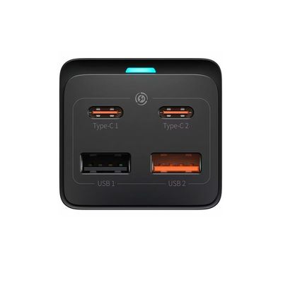 Baseus GaN3 Pro Desktop Powerstrip Incarcator Retea AC+2U+2C 65W Negru si Cablu USB-C 100W 1m