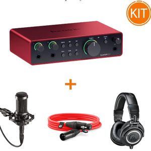 Kit Home Studio cu Focusrite Scarlett 2i2 4th Gen + Microfon AT2035 + Casti ATH-M50x + Cablu Rode XLR 3M