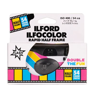 Ilford Ilfocolor Rapid Half Frame Aparat Foto pe Film de Unica Folosinta 35 mm Color ISO 400 54 Exp Alb