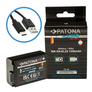 Patona Platinum Acumulator replace Li-Ion cu incarcare USB-C pentru Nikon EN-EL25 1050 mAh, 7.4V