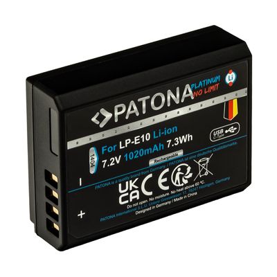 Patona Platinum Acumulator replace Li-Ion cu incacare USB-C pentru Canon LP-E10 1020 mAh 7.3V