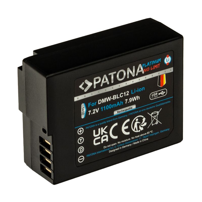 PatonaPlatinumAcumulatorreplaceLiIoncuincacareUSBCpentruPanasonicDMWBLC121100mAh72V