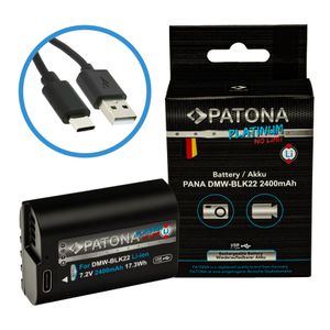 Patona Platinum Acumulator replace Li-Ion cu incacare USB-C pentru Panasonic DMW-BLK22 2400 mAh, 7.2V