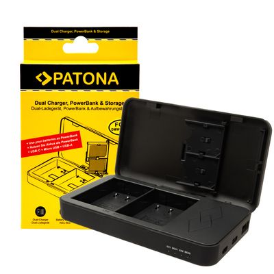 Patona Incarcator Dual pentru Panasonic DMW-BLK22 cu Functie de Power Bank si Spatiu Card de Memorie