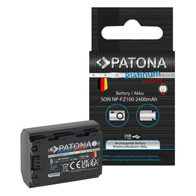 Patona Platinum Acumulator Replace Li-Ion cu Incarcare USB-C pentru Sony NP-FZ100 2400 mAh 7.2V