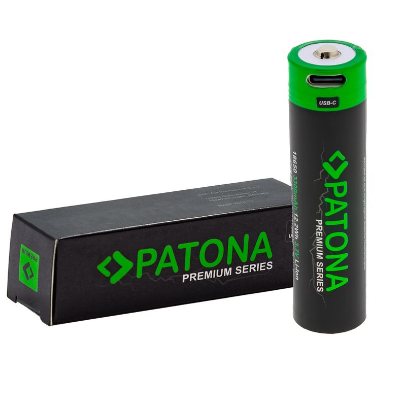 Patona-Premium-18650-Cell-Li-ion-Baterie-Protejata-cu-Intrare-USB-C-Input-3.7V-3300mAh-