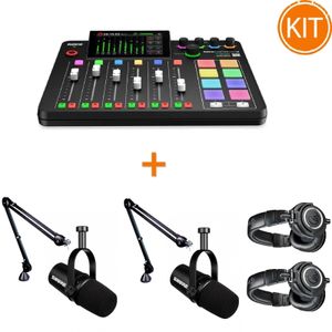 Kit Studio Podcast cu Rode Rodecaster Pro II + 2x Microfon Shure MV7X + Accesorii