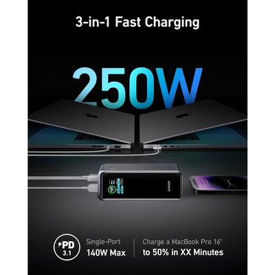 Anker Prime Acumulator Extern 27.650 mAh 250W Ultra-Fast Charging negru