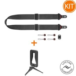 Kit Peak Design Slide Curea de Umar Neagra + Minitrepied Pentru Telefon