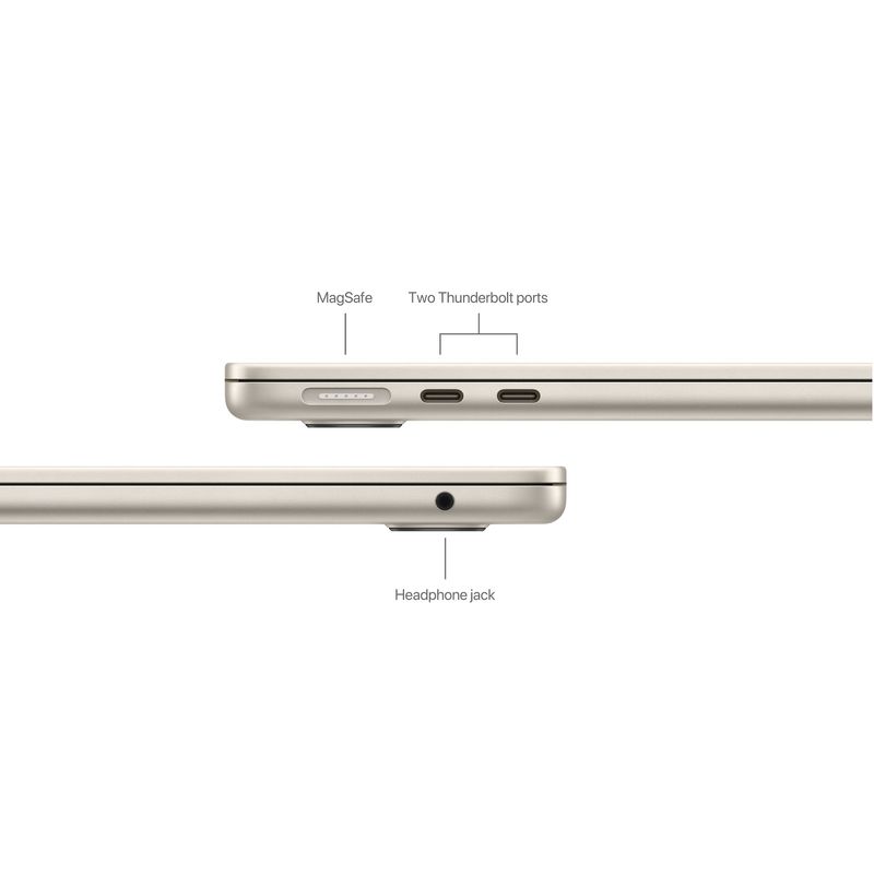 AppleMacBookAir15LaptopcuProcesorM38nucleeCPUsi10nucleeGPU8GBRAM512GBSSDStarlight