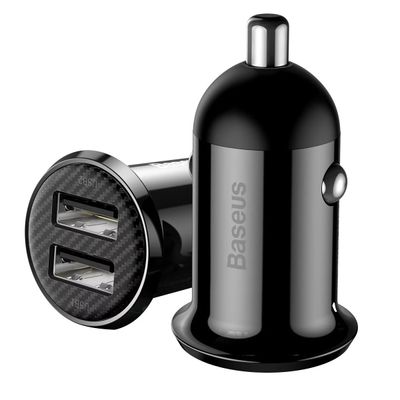 Baseus Incarcator Auto Grain Pro Car Charger Dual USB 4.8A Negru