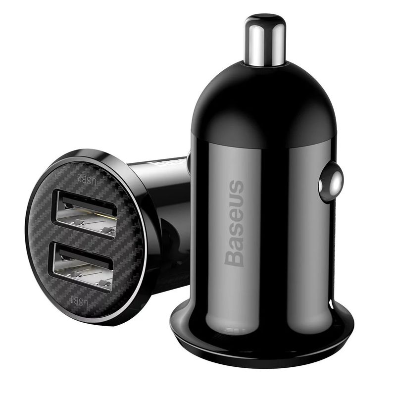Baseus-Incarcator-Auto-Grain-Pro-Car-Charger-Dual-USB-4.8A-Negru