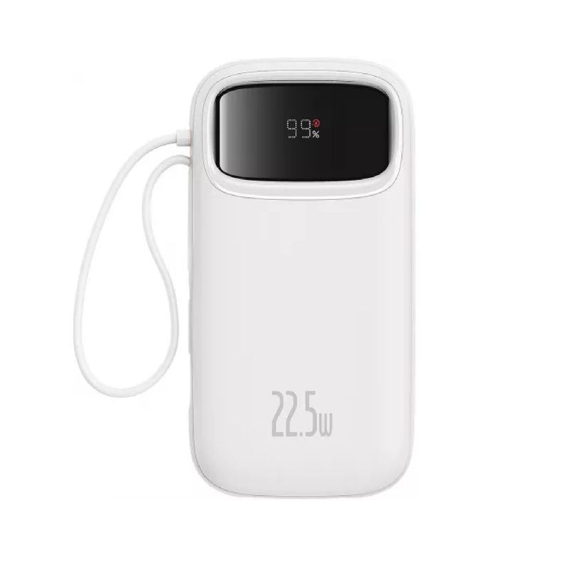 Baseus-Acumulator-Extern-Qpow2-Dual-Cablu-Digital-Display-Fast-Charge-10000mAh-22.5W-Alb-Cablu-USB-C-0.3m