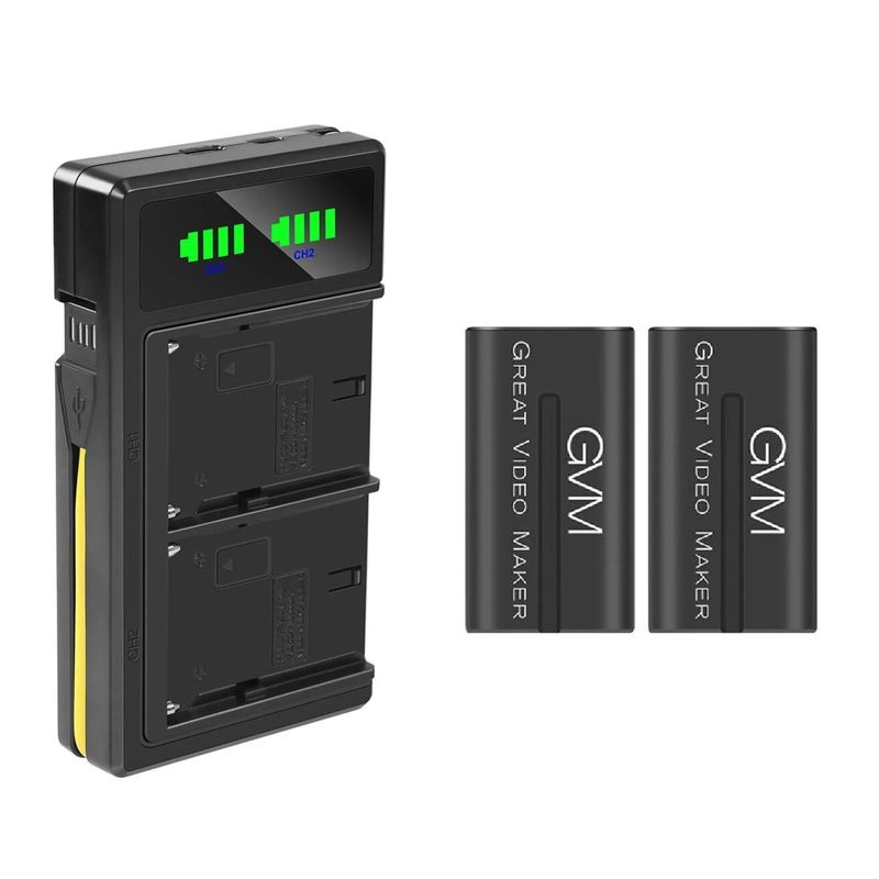 GVM-NP-F970-Kit-2-Acumulatori-NP-F-6600mAh-Li-ion-cu-Incarcator-Dublu