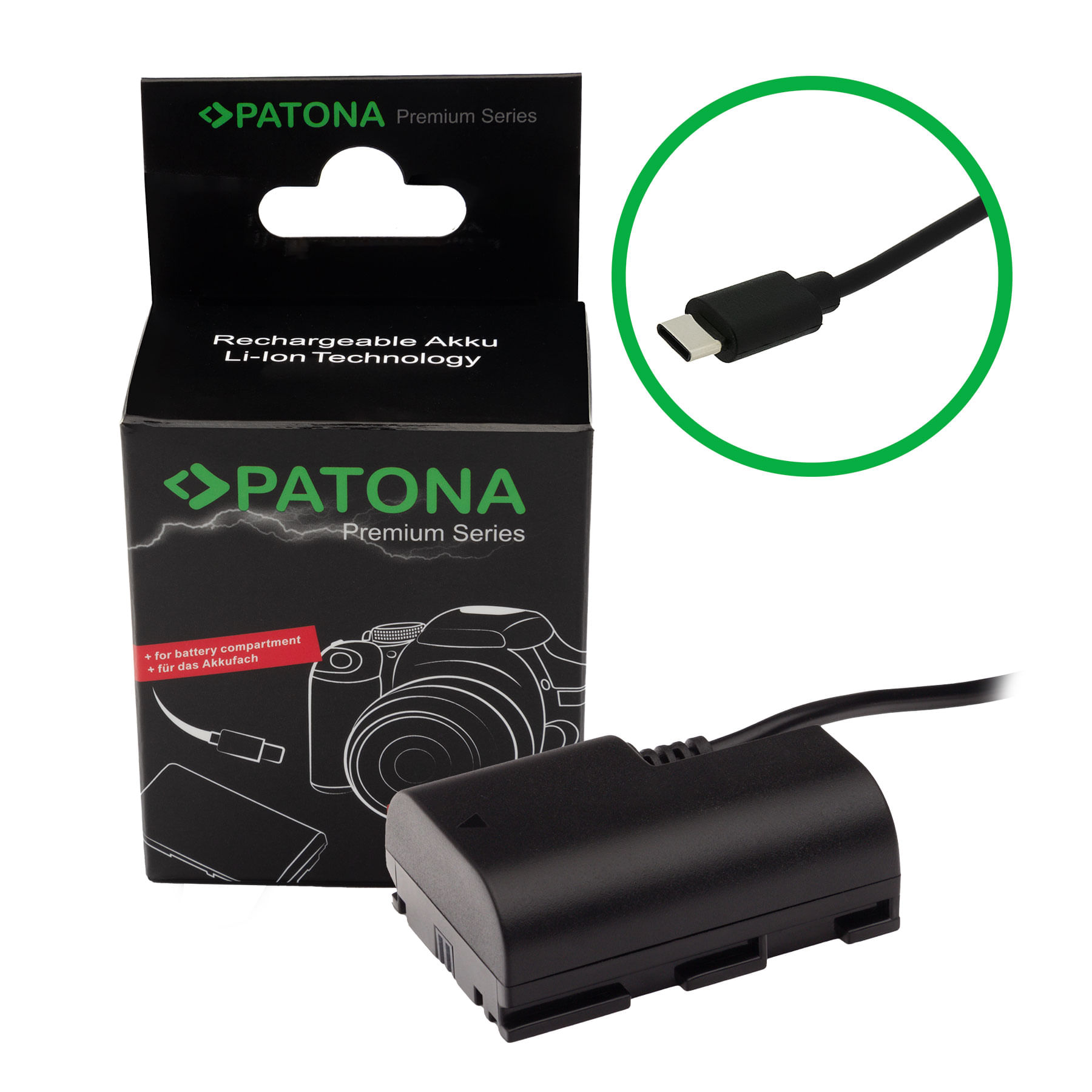 Patona Premium Adaptor Acumulator cu intrare USB-C pentru Canon LP-E6 LP-E6N LP-E6NH