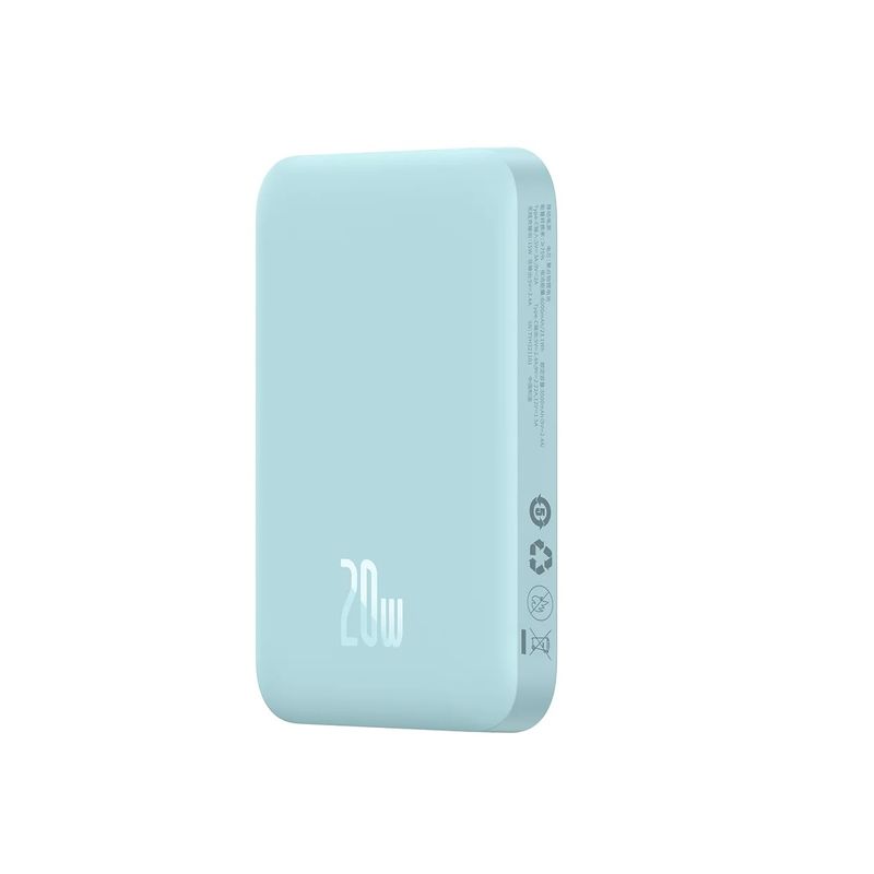 BaseusAcumulatorExternMagneticMiniWirelessFastCharge6000mAh20WAlbastruCabluUSBC30cm