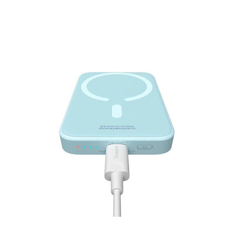 BaseusAcumulatorExternMagneticMiniWirelessFastCharge6000mAh20WAlbastruCabluUSBC30cm