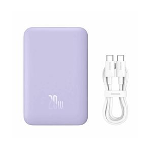 Baseus Magnetic Mini Air Wireless Acumulator Extern 10000mAh 20W Violet + Cablu USB-C 30cm