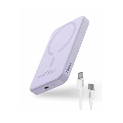 Baseus Magnetic Mini Wireless Acumulator Extern 5000mAh 20W Violet + Cablu USB-C 30cm
