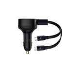 BaseusEnjoymentIncarcatorAutoCabluRetractabilUSBC2in133WNegru