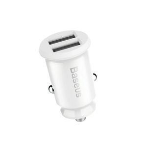 Baseus Grain Dual Incarcator Auto USB 5V 3.1A Alb