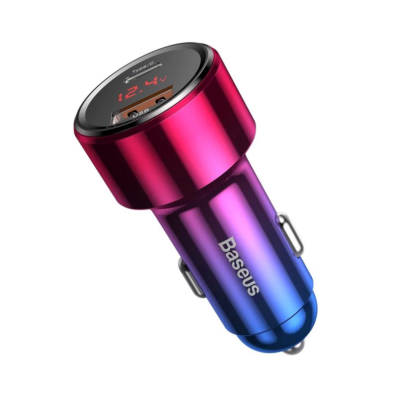 Baseus-Incarcator-Auto-Magic-PPS-Digital-Display-USB-C-PD-QC-Inteligent-Dual-45W-Rosu
