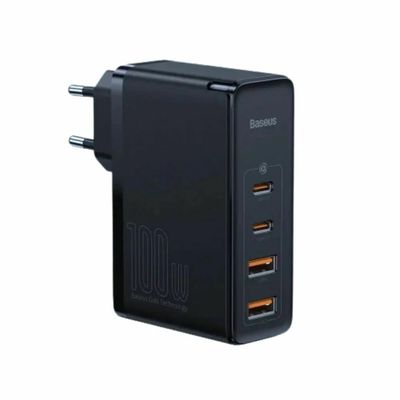 Baseus GaN5 Ultra Incarcator Retea Fast Charge 2x USB C+2x USB A 100W Gri + Cablu USB-C 100W 1m