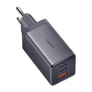 Baseus GaN5 Ultra Fast  Incarcator Retea Charge 2xUSB-C +2xUSB-A 65W Gri + Cablu USB-C 100W 1m