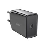 BaseusSpeedMiniIncarcatorReteaQCUSBC20WNegru