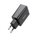 BaseusSpeedMiniIncarcatorReteaQCUSBC20WNegru