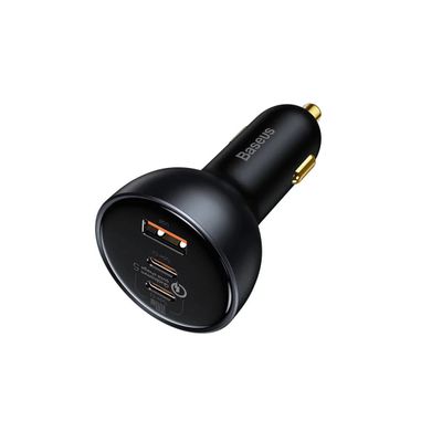 Baseus Qualcomm QC 5 Multi-Port Fast Charge Incarcator Auto C+C+U 160W Gri + Cablu USB-C 100W 1m