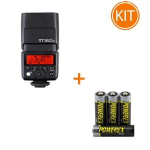 Kit Godox Mini TT350C - Blit TTL pentru Canon + Set 4 acumulatori Maha 270 mAh