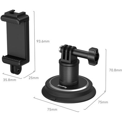 SmallRig 4347 Ventuza cu Suport pentru Camera de Actiune si Telefon