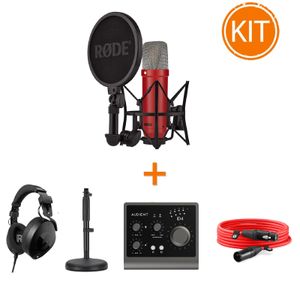 Pachet Home Studio cu Microfon Rode NT1 Signature Rosu + Audient iD4MKii + Accesorii