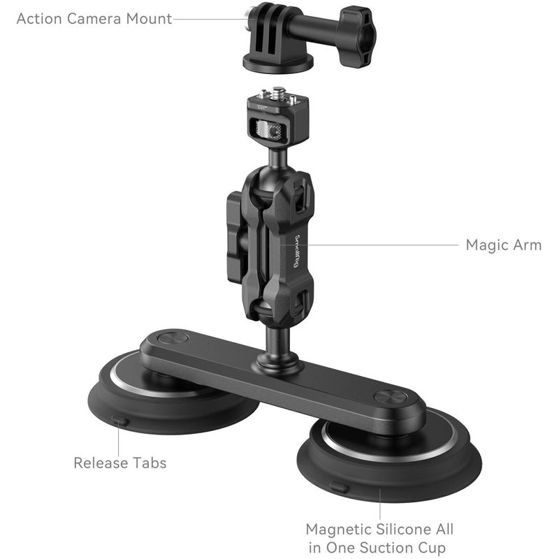 SmallRig4467KitSuporturipentruMontarecuVentuzaMagneticaDualapentruCameredeActiune