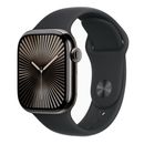 Apple Watch Series 10 GPS + Cellular 42mm Carcasa Slate Titanium si Curea Sport Neagra M/L