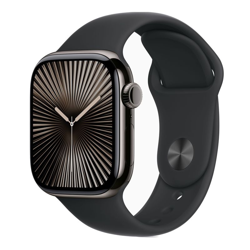 Apple-Watch-Series-10-GPS---Cellular-42mm-Carcasa-Slate-Titanium-si-Curea-Sport-Neagra-M-L