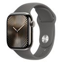 Apple Watch 10 GPS + Cellular 46mm Carcasa Natural Titanium si Curea Sport Stone Grey M/L