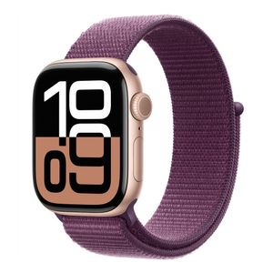 Apple Watch 10 GPS + Cellular 46mm Carcasa Aluminiu Rose Gold cu Plum Sport Loop