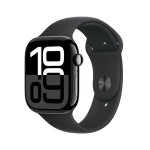 Apple Watch 10 GPS + Cellular 46mm Carcasa Aluminiu Jet Black si Curea Sport Negru M/L